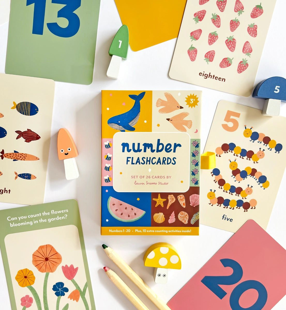 1- 20 Illustrated Number Flashcards image 3