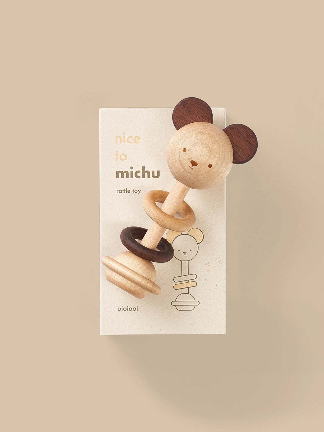 Nice to Michu Baby Rattle | Wooden Toys image 0
