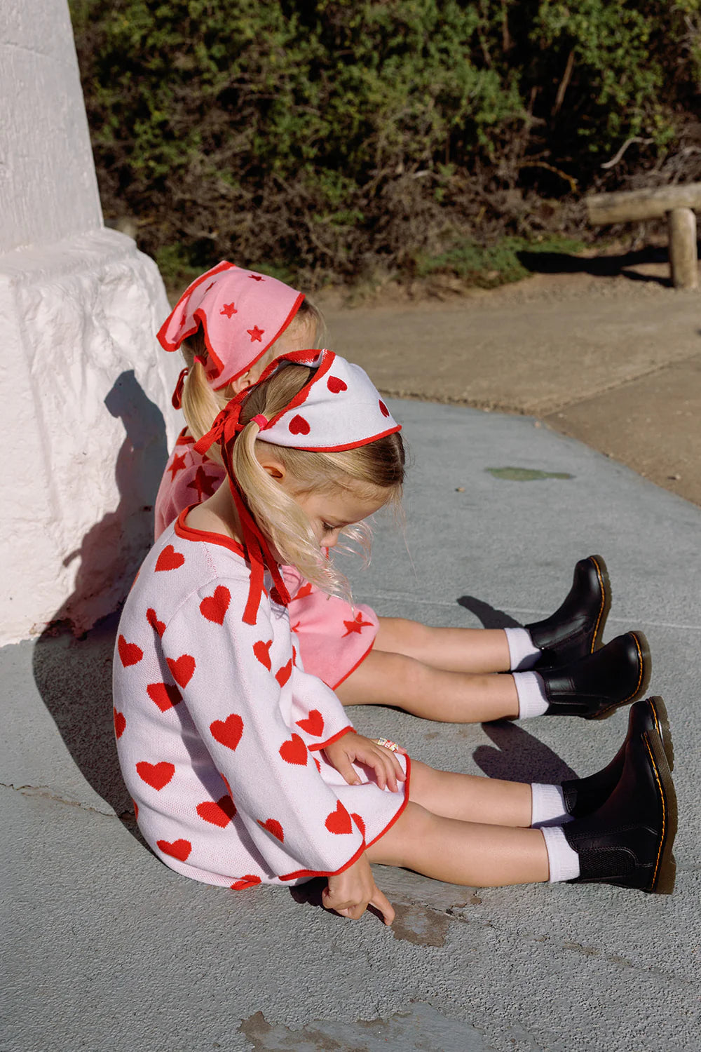 Lucky Stars Cotton Bandana  Pink + Red