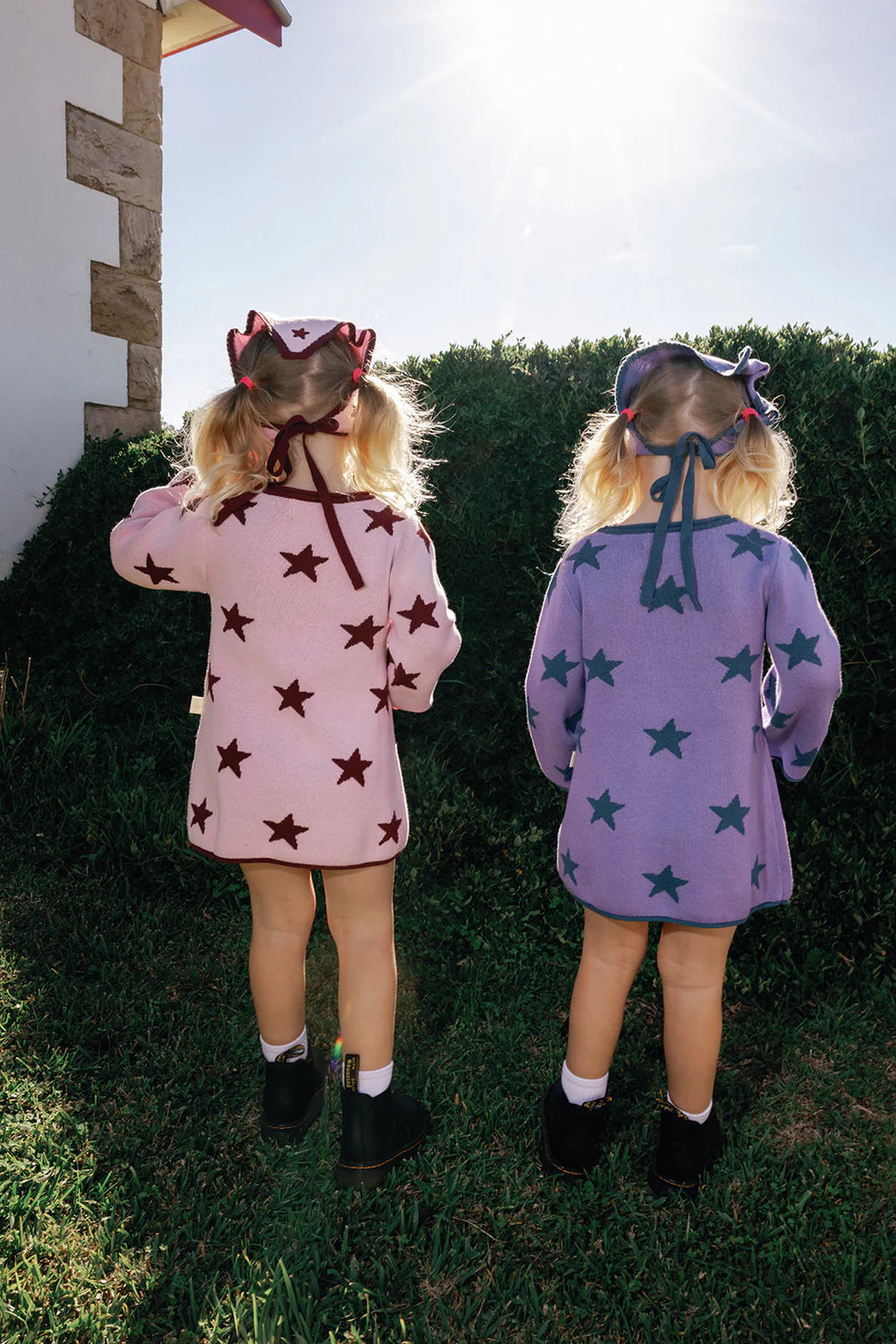 Lucky Stars Knitted Cotton Dress Violet + Navy