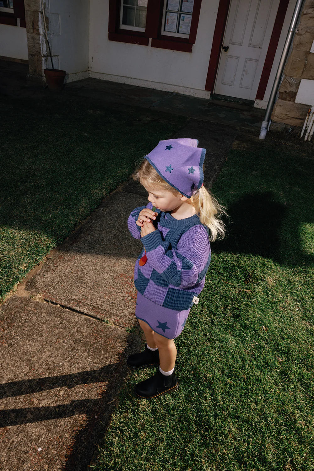 Lucky Stars Cotton Bandana Violet + Navy