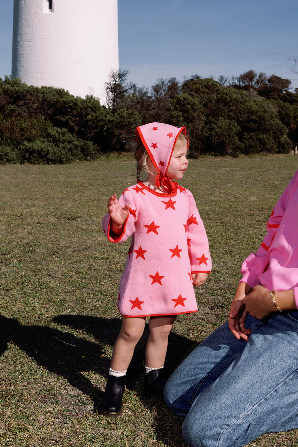 Lucky Stars Cotton Bandana  Pink + Red