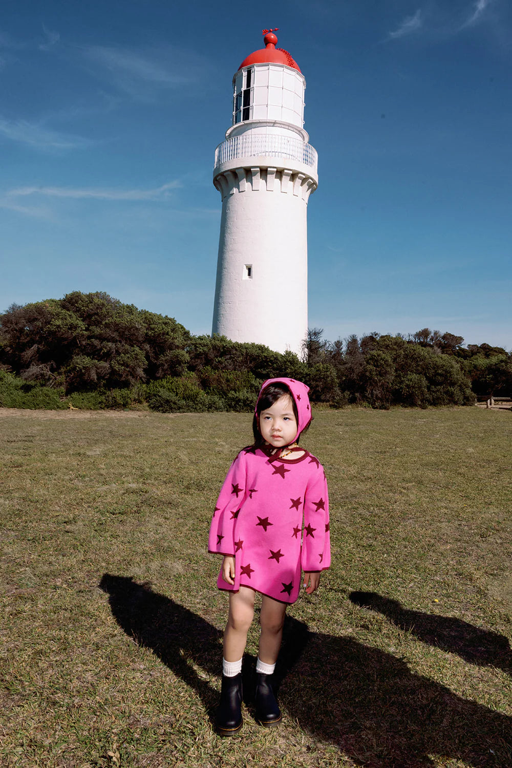 Lucky Stars Knitted Cotton Dress Bright Pink