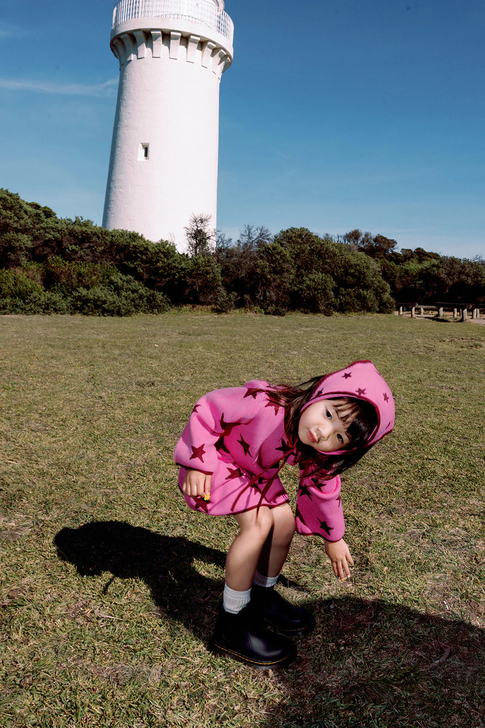 Lucky Stars Knitted Cotton Dress Bright Pink