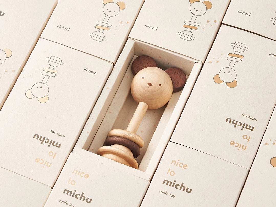 Nice to Michu Baby Rattle | Wooden Toys image 3