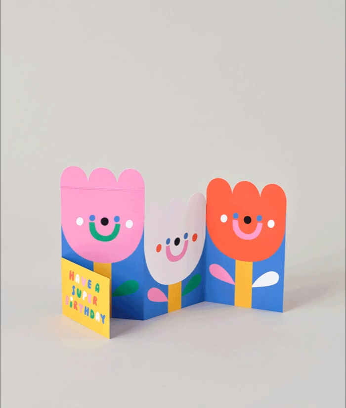 Flowers Fold Out Kid's Birthday Card image 0