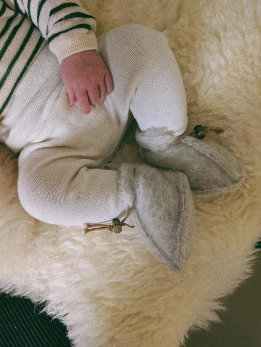 Emo Baby Wool Booties Light Grey