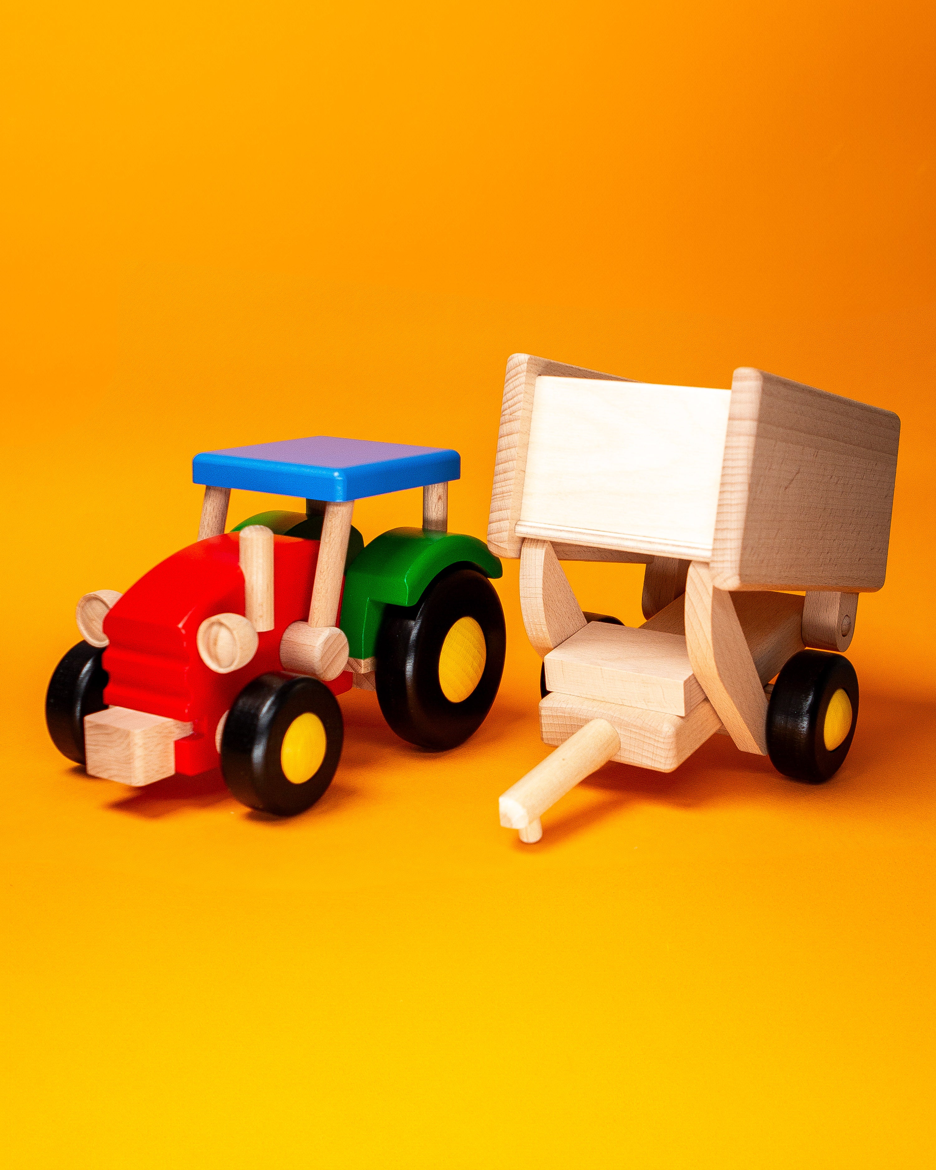 Wooden Tractor with Wagon image 1