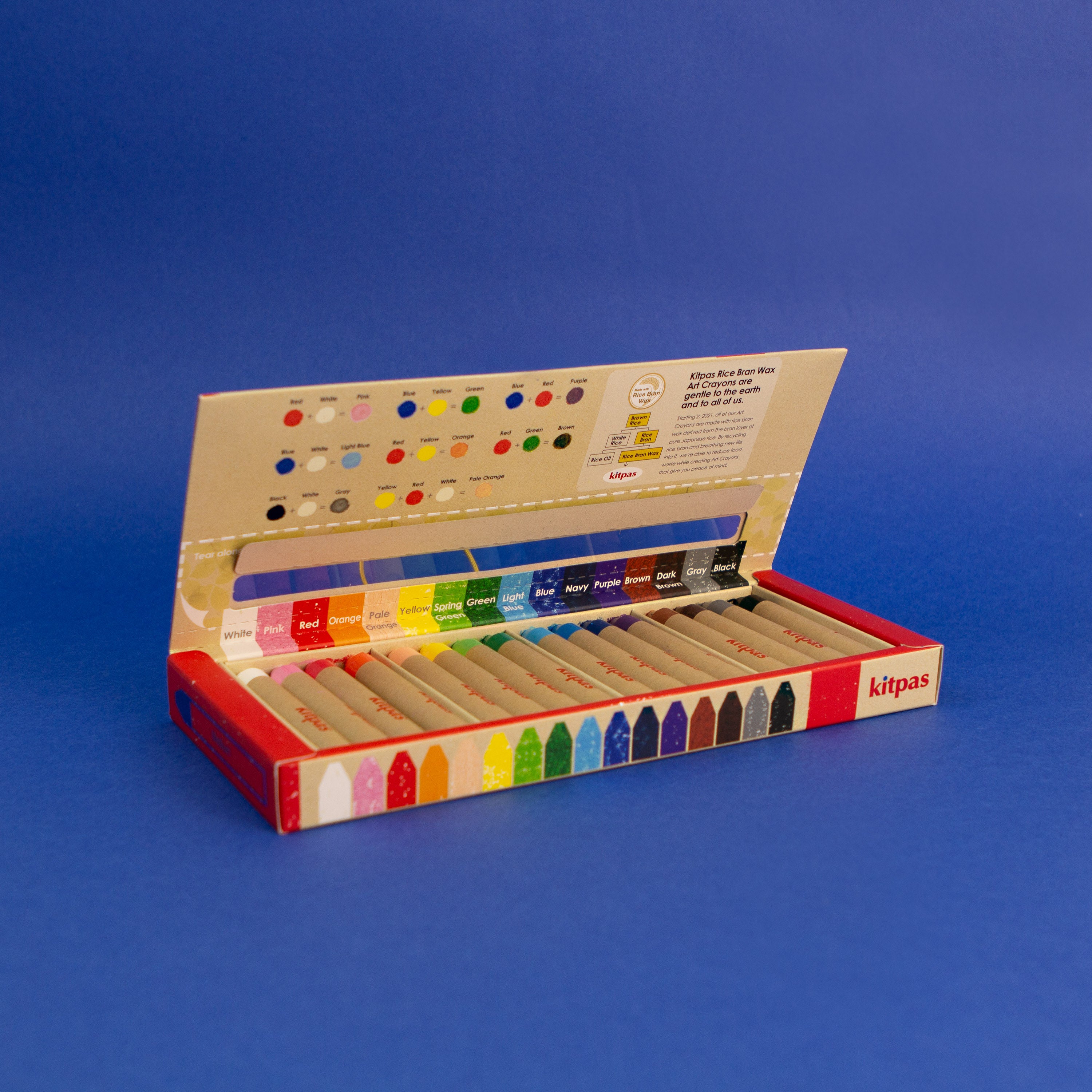 Kitpas Rice Bran Wax Art Crayons 16 Colors image 1