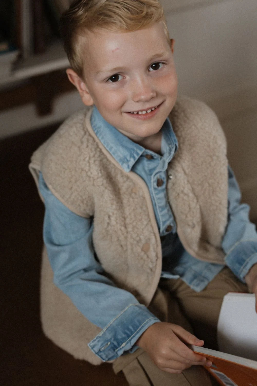Kids Vest Light Wool Natural