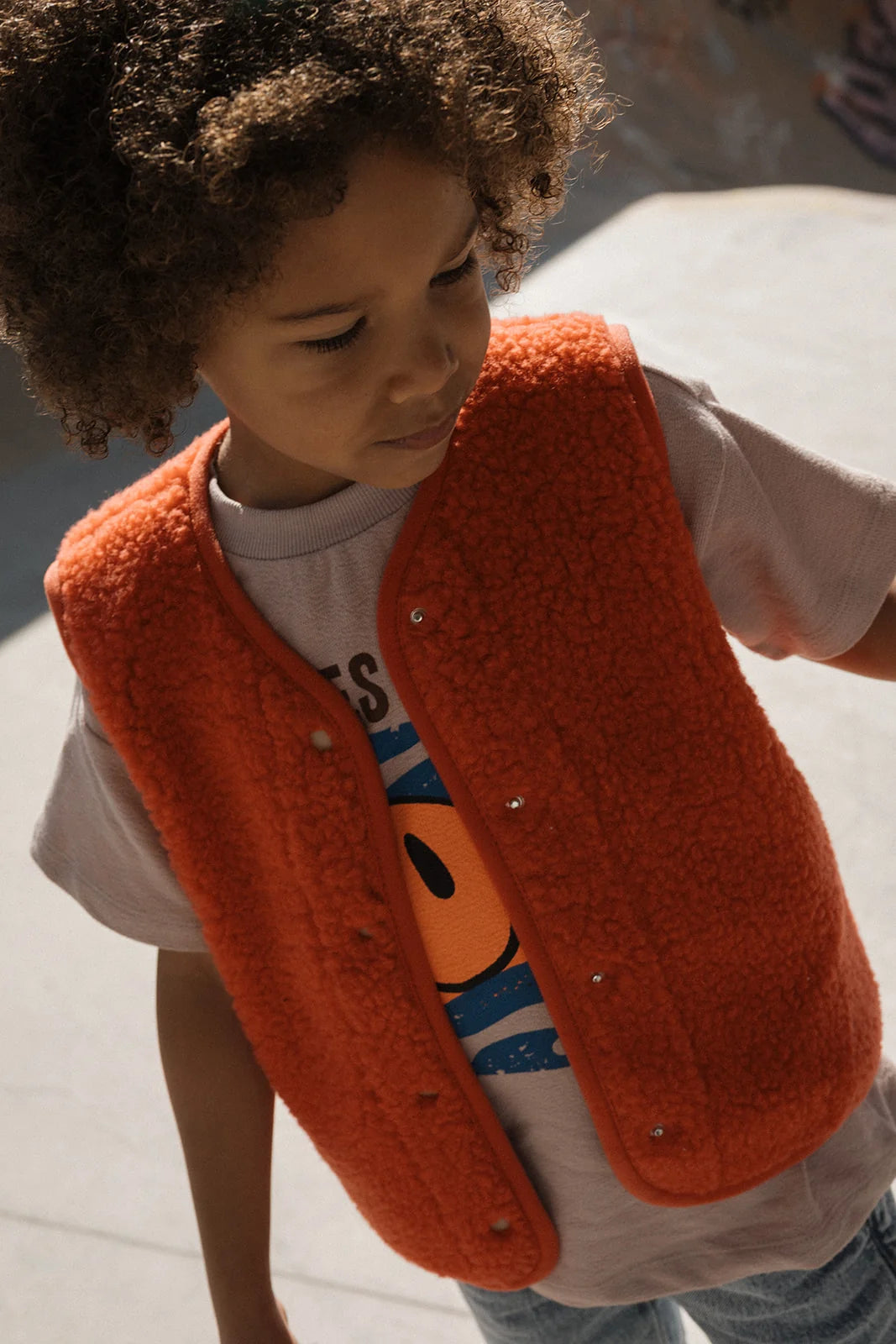Kids Vest Light Wool Orange