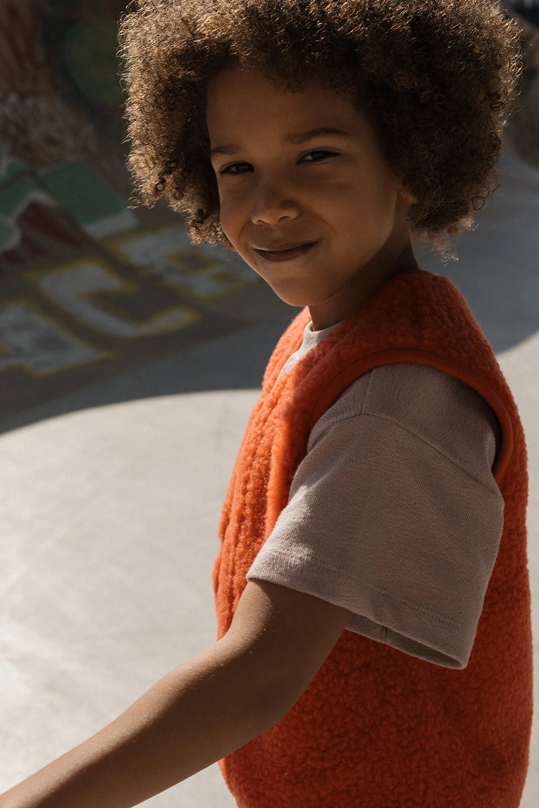 Kids Vest Light Wool Orange