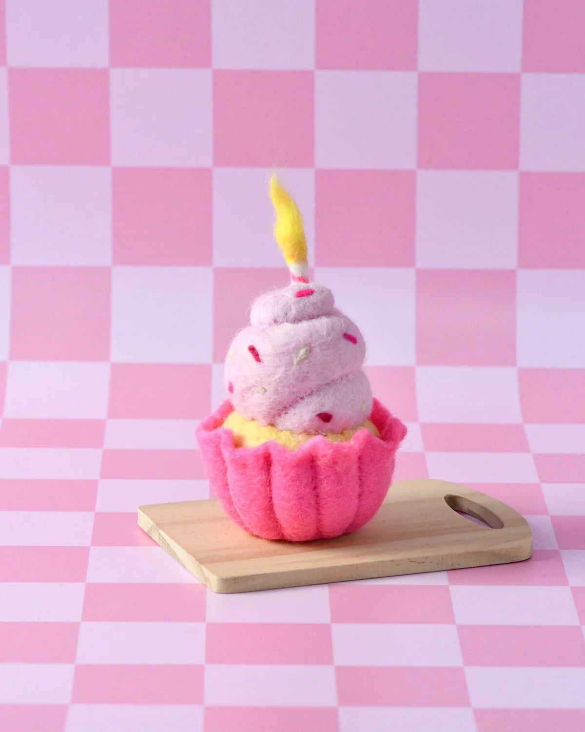 Felt Giant Pink Vanilla Cupcake with Candle image 0