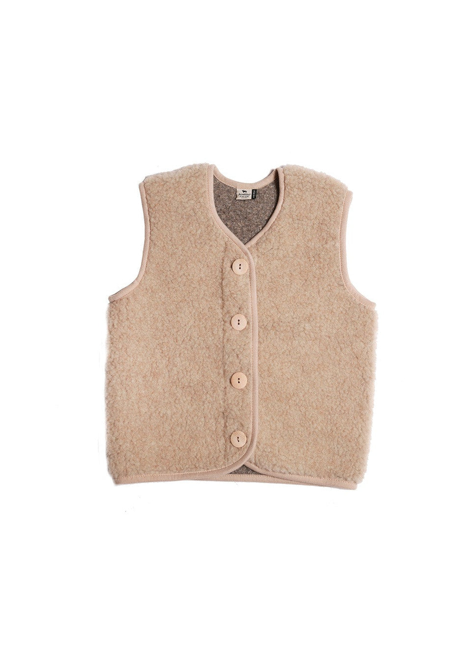 Kids Vest Light Wool Sand  100% Pure Wool