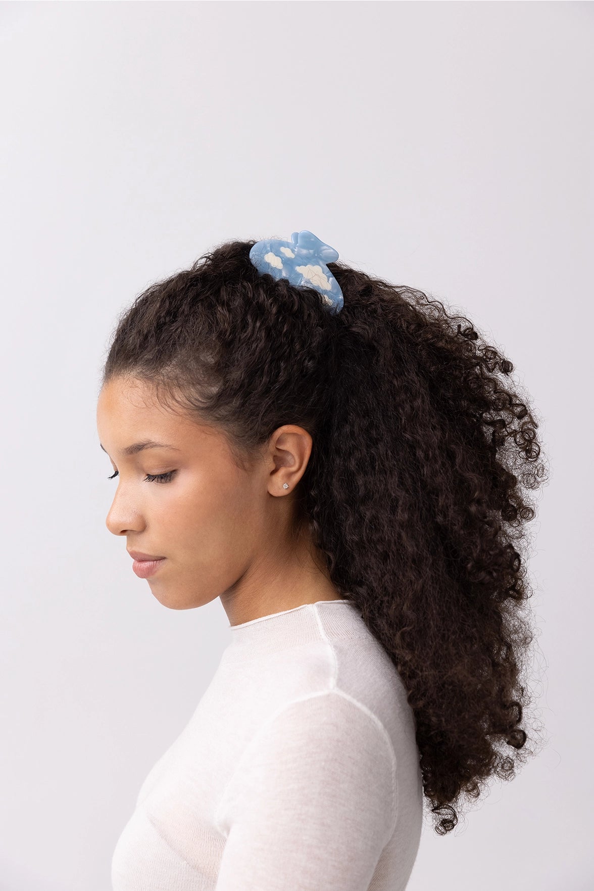 Lucy Sky Blue with White Clouds Acetate Hair Claw Clip