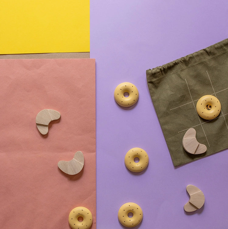 Tic Tac Toe Game | Wooden Croissant and Donut Toy image 0
