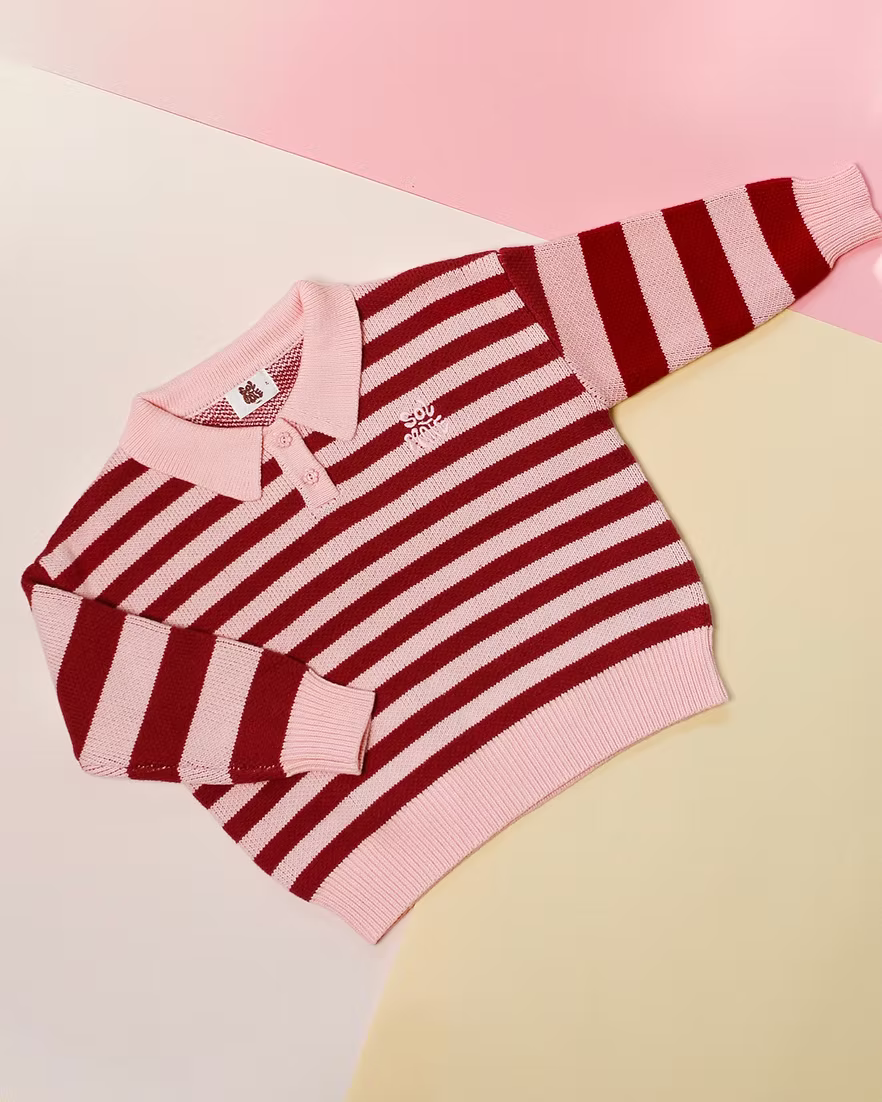 Kate Flower Button Striped Sweater