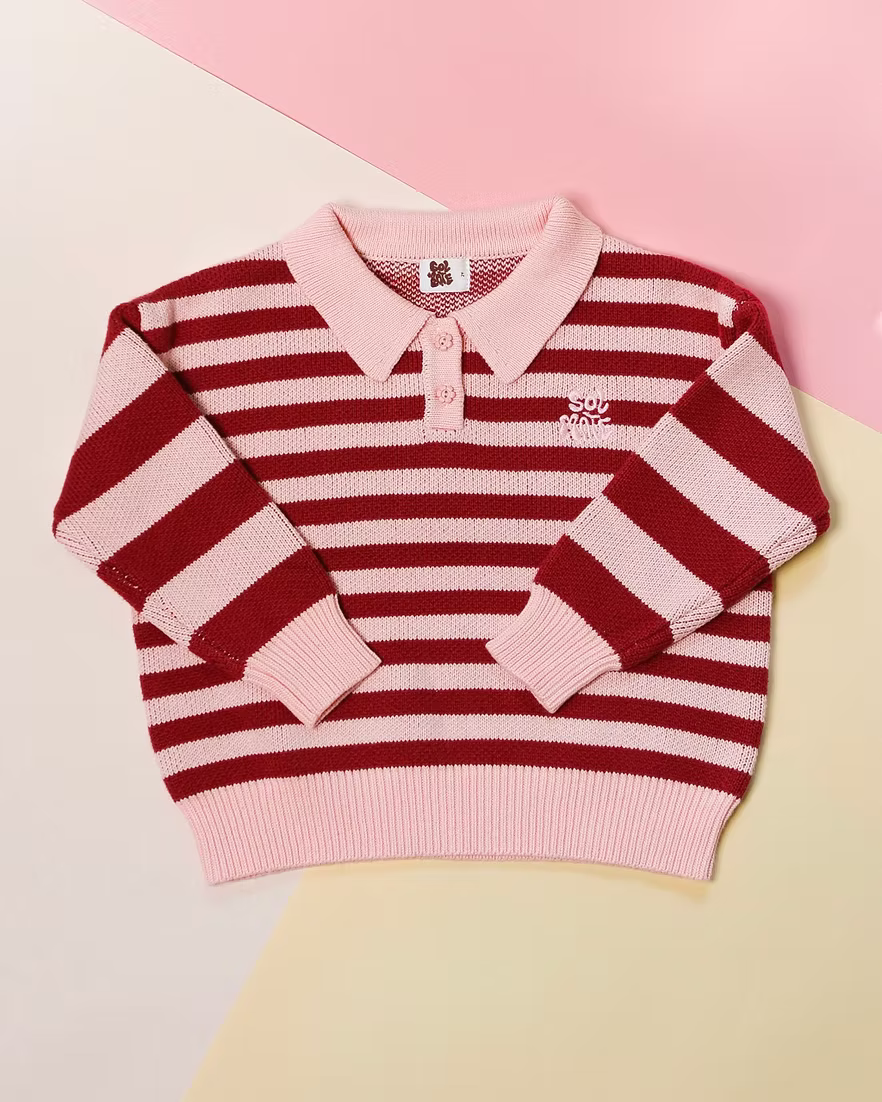 Kate Flower Button Striped Sweater