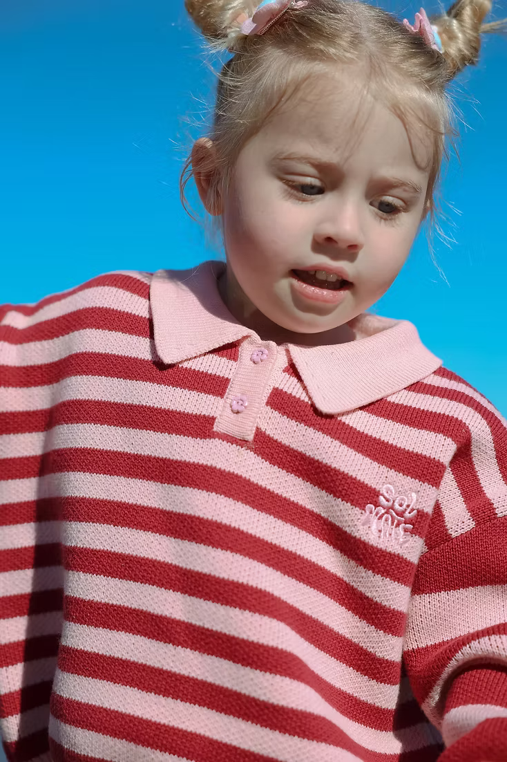 Kate Flower Button Striped Sweater