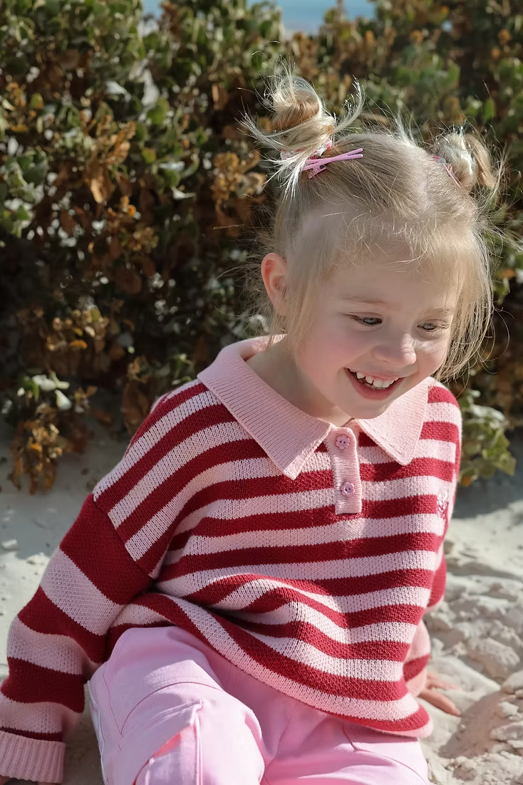 Kate Flower Button Striped Sweater