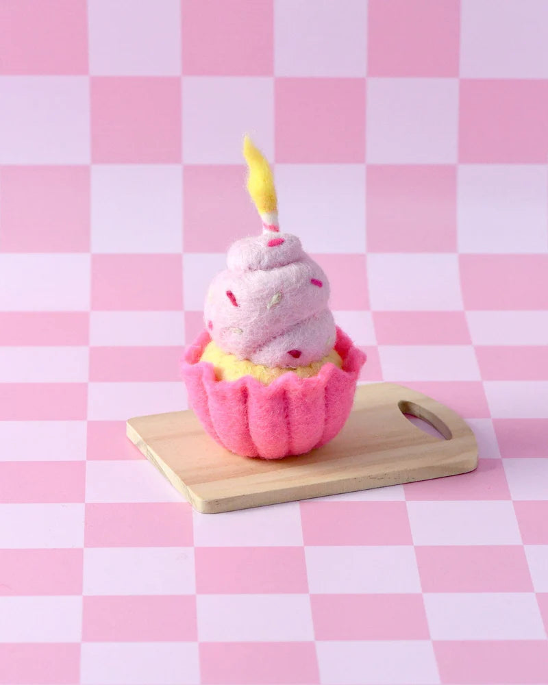Felt Giant Pink Vanilla Cupcake with Candle image 1