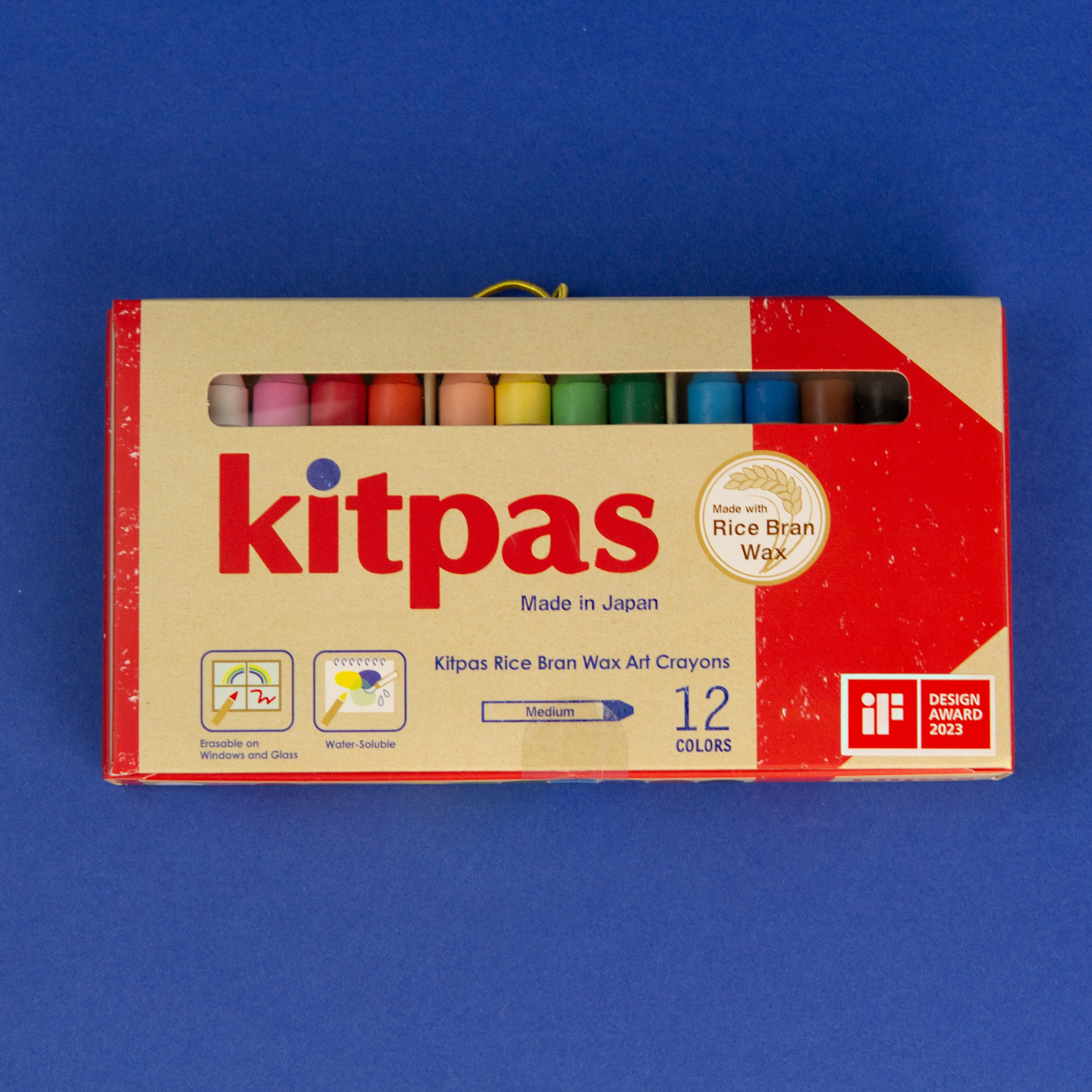 Kitpas Rice Bran Wax Art Crayons 12 Colors image 0