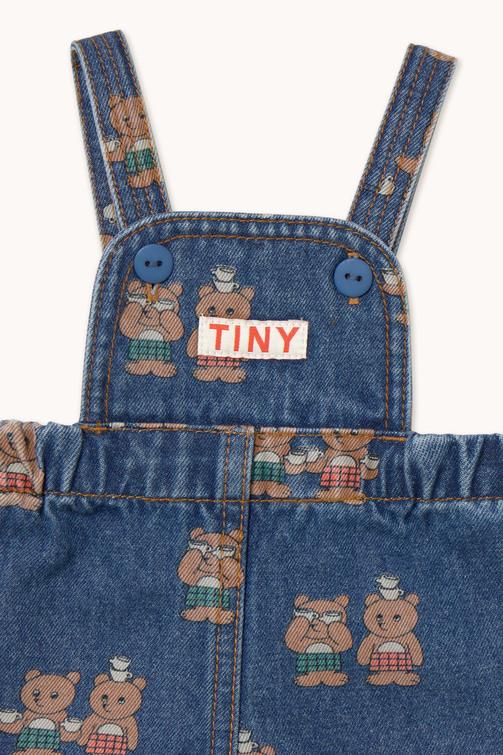 Tinycottons Tiny Tea Room Baby Denim Dungaree Organic Cotton