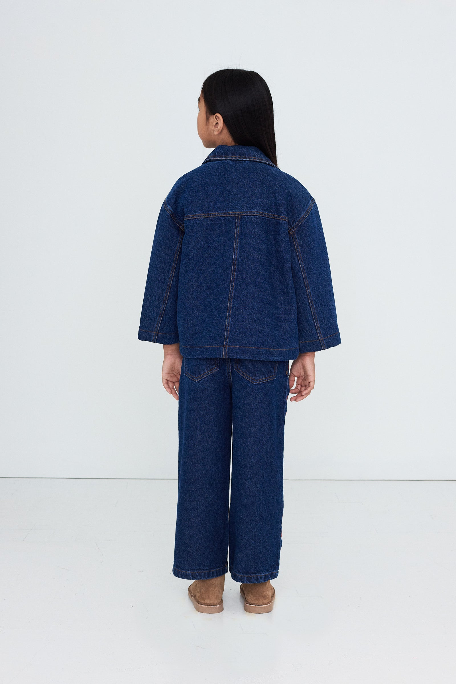 Tinycottons Mini Mushrooms Embroidered Denim Pant Organic Cotton