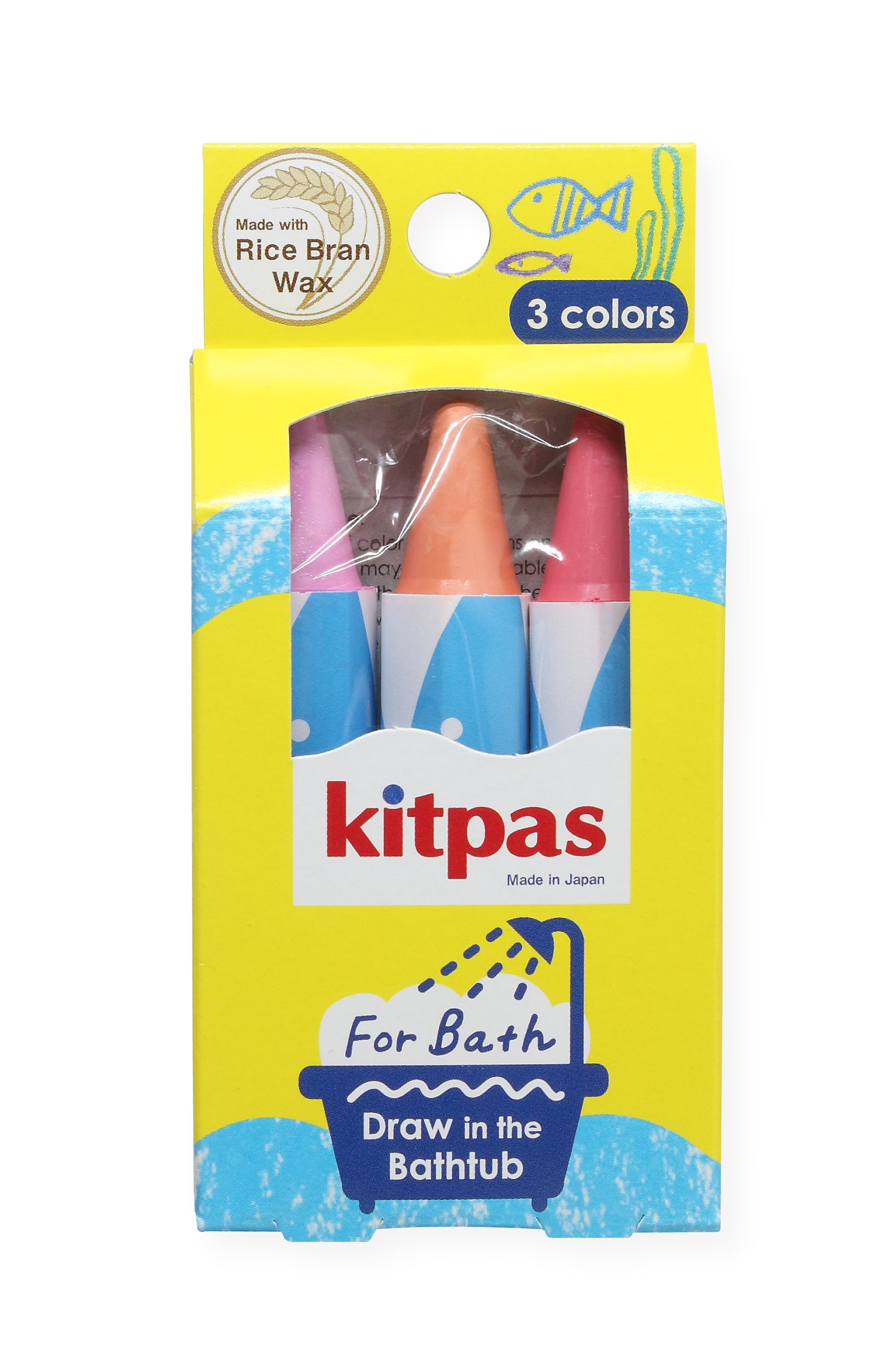 Kitpas Rice Bran Wax Bath Crayons 3 Colours Coral