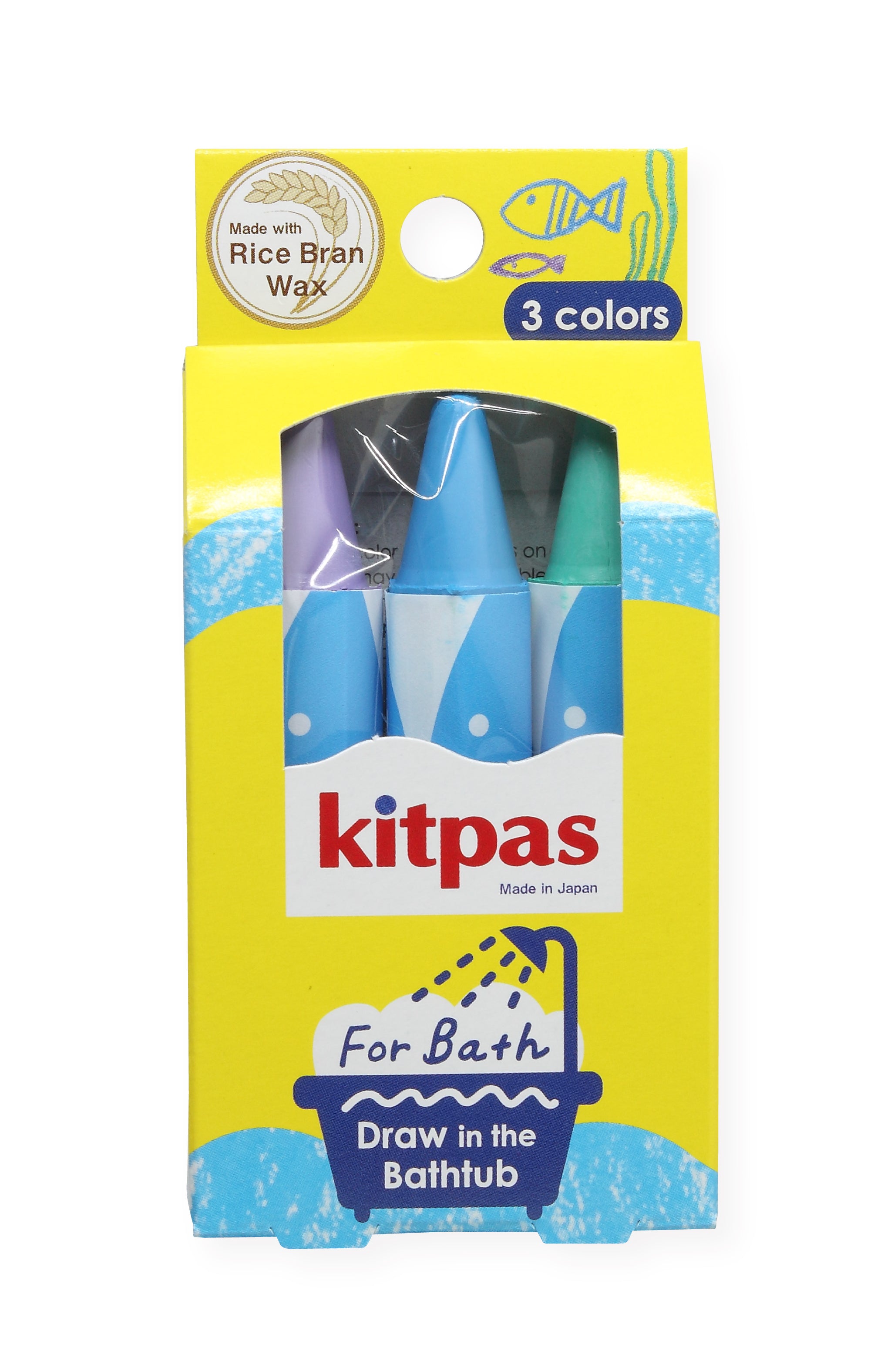 Kitpas Rice Bran Wax Bath Crayons 3 Colours Fish