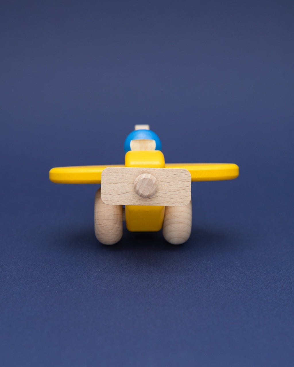 Wooden Yellow Propeller Plane with Pilot