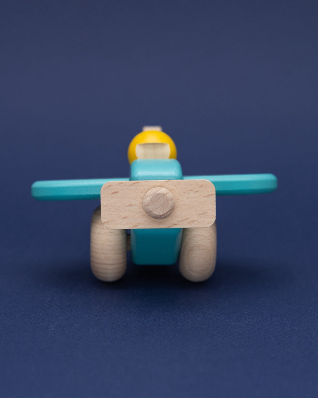 Wooden Blue Propeller Plane with Pilot