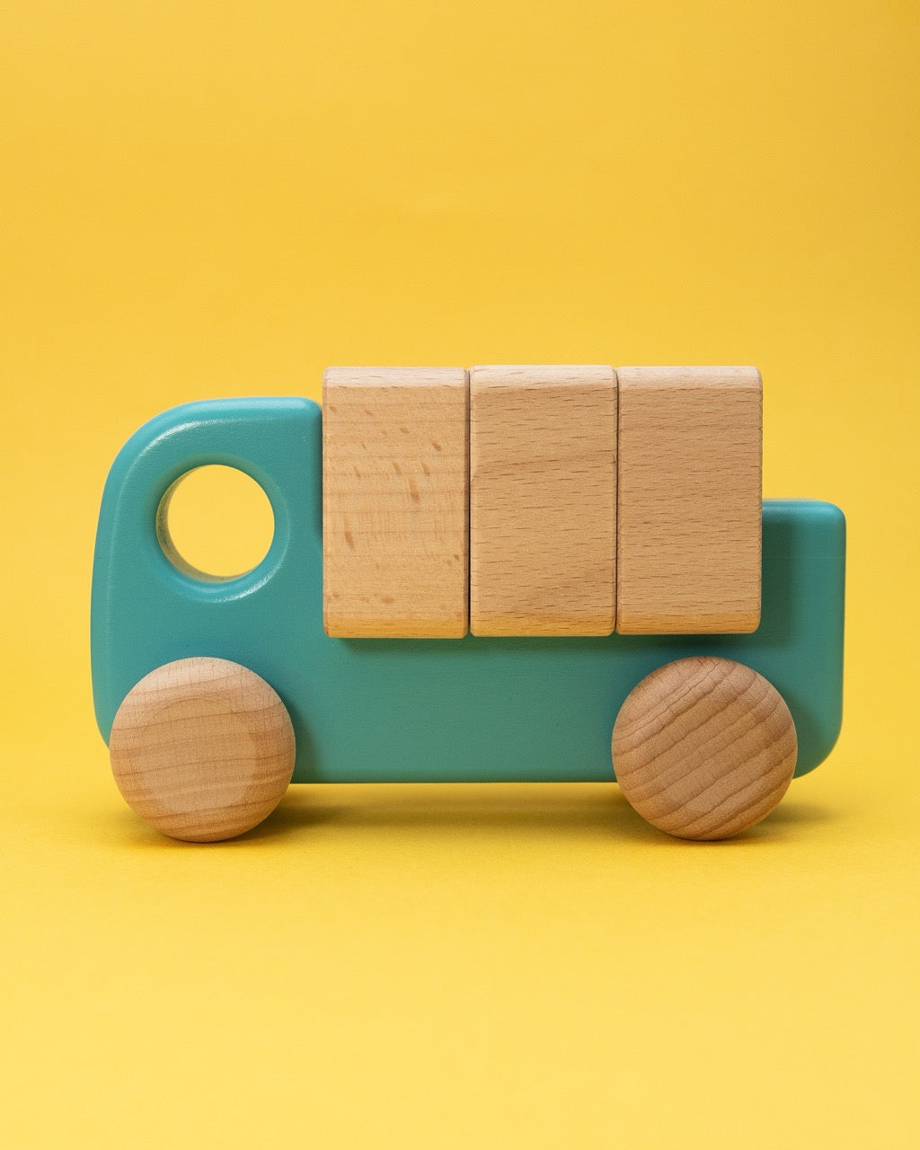 Wooden Teal Truck with Blocks