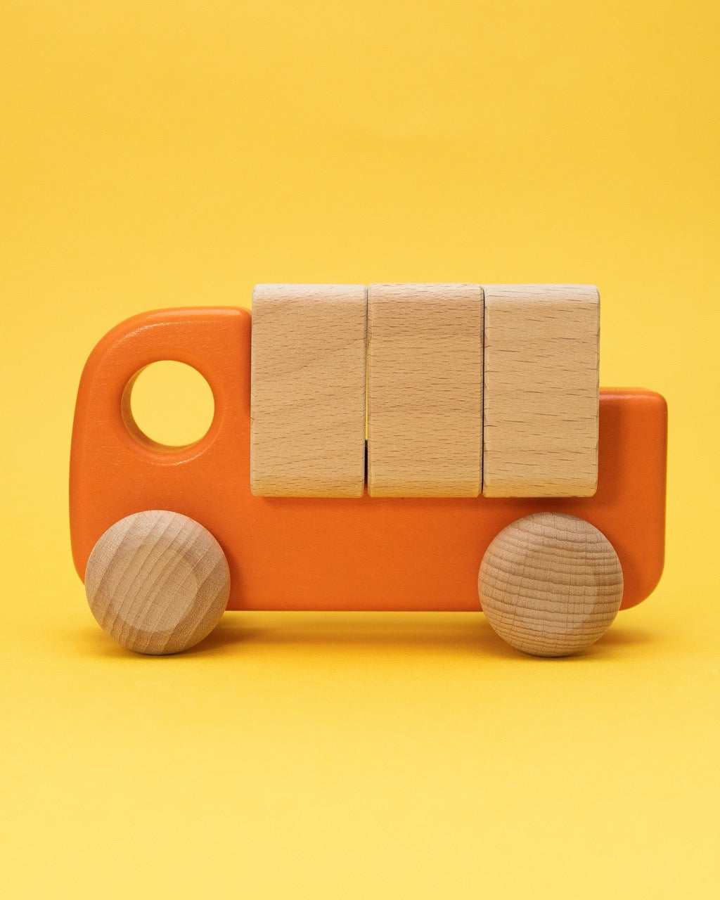 Wooden Orange Truck with Blocks