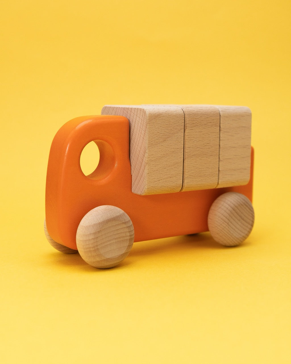 Wooden Orange Truck with Blocks
