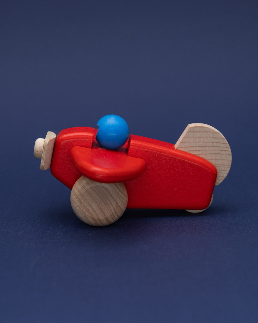 Wooden Red Propeller Plane with Pilot