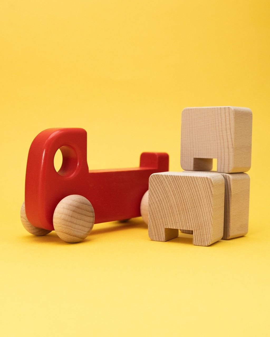 Wooden Red Truck with Blocks