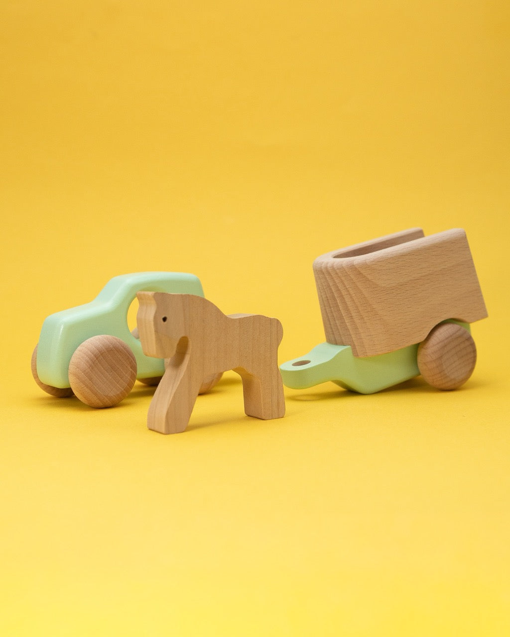 Wooden Car with Horse