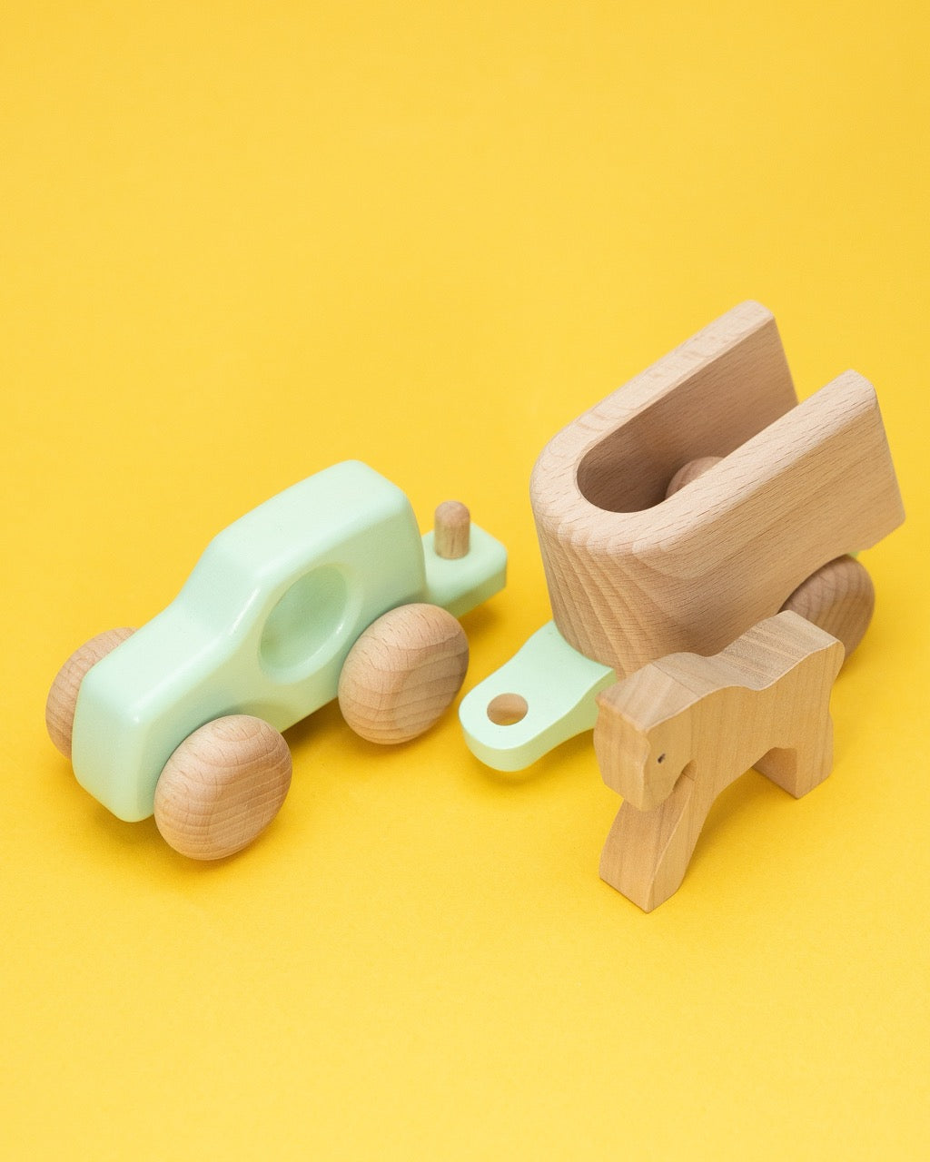 Wooden Car with Horse