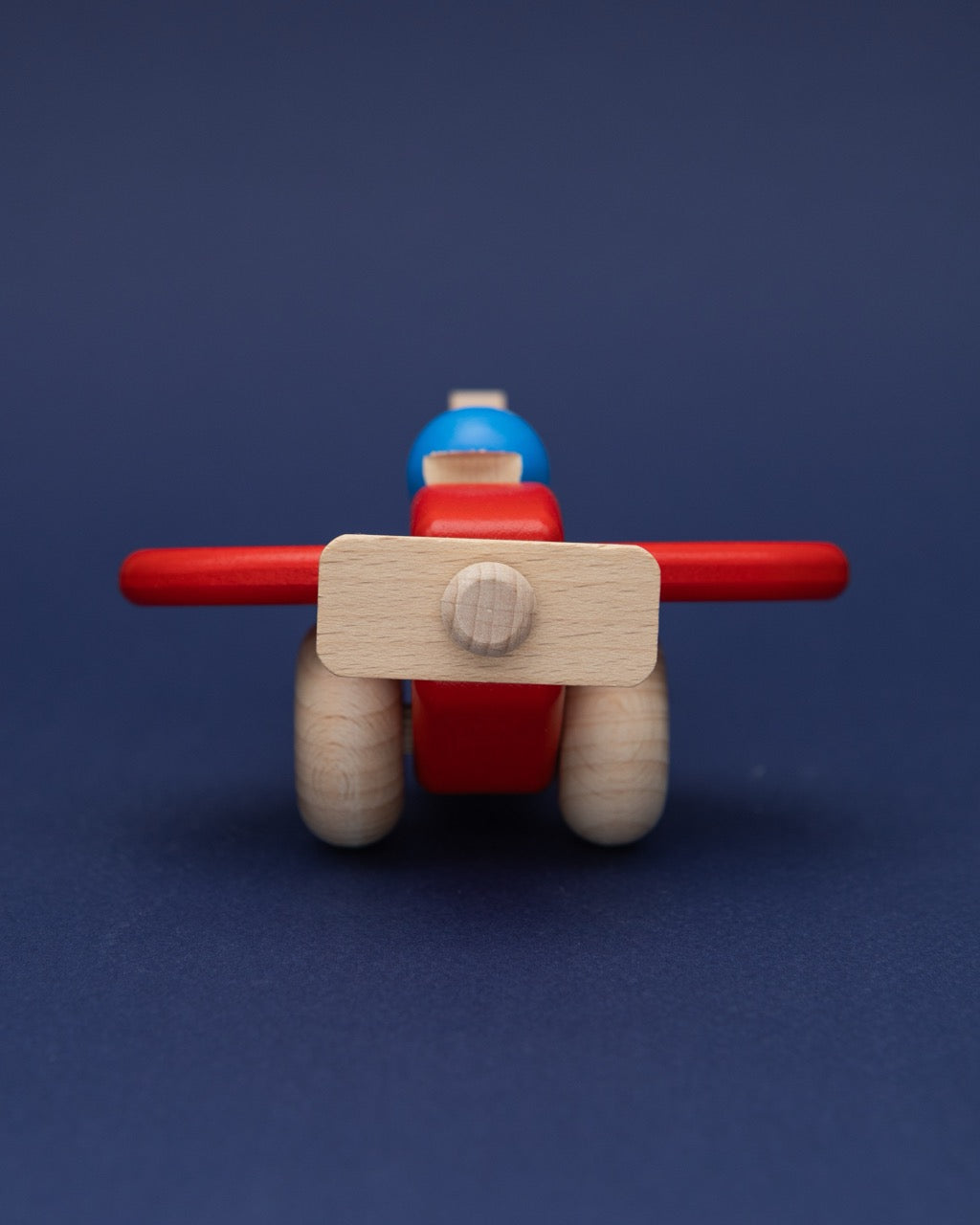 Wooden Red Propeller Plane with Pilot