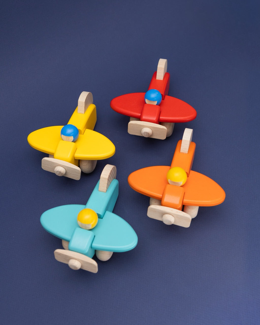 Wooden Orange Propeller Plane with Pilot