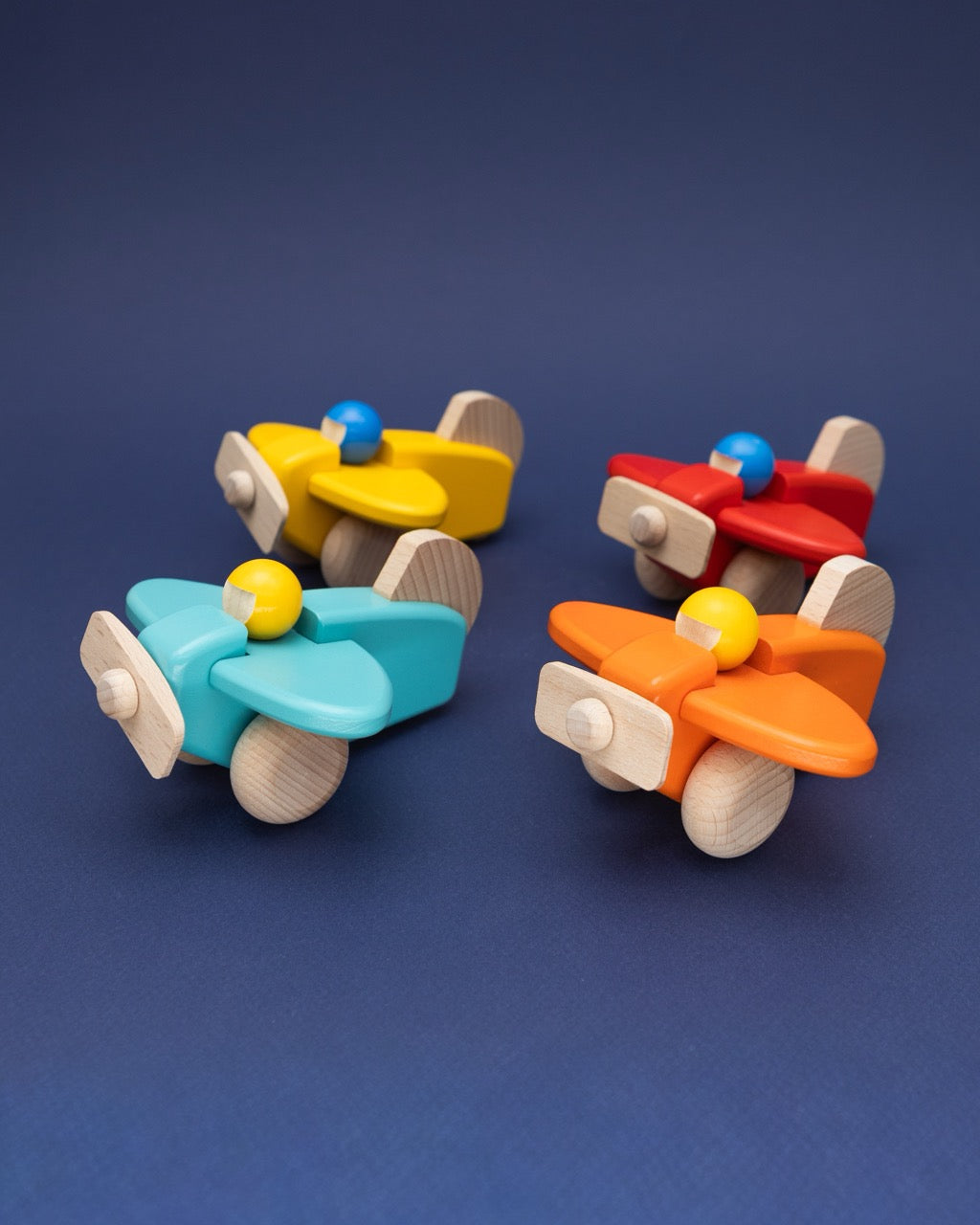 Wooden Orange Propeller Plane with Pilot