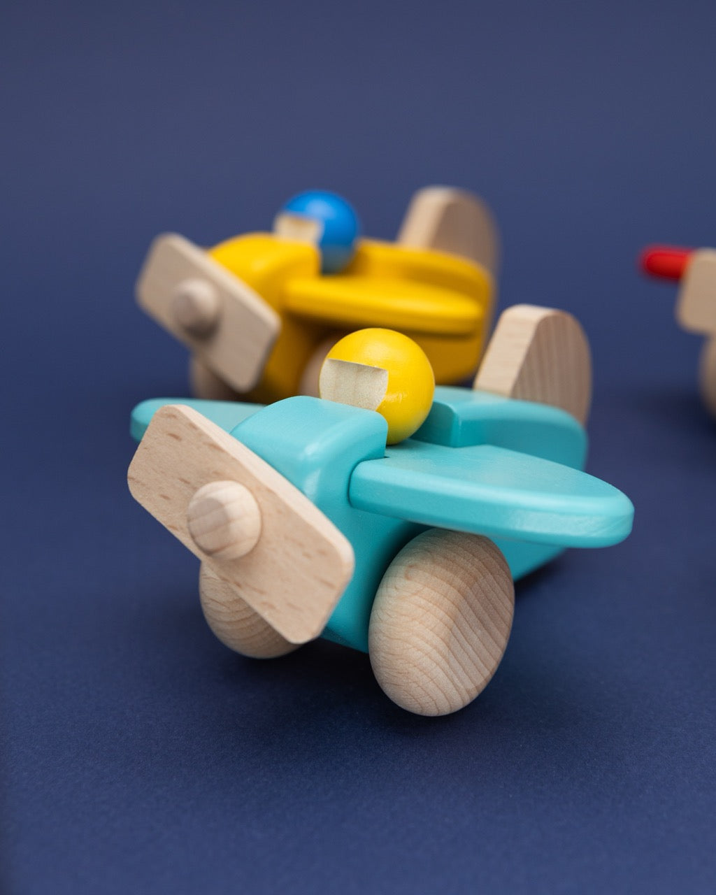 Wooden Blue Propeller Plane with Pilot