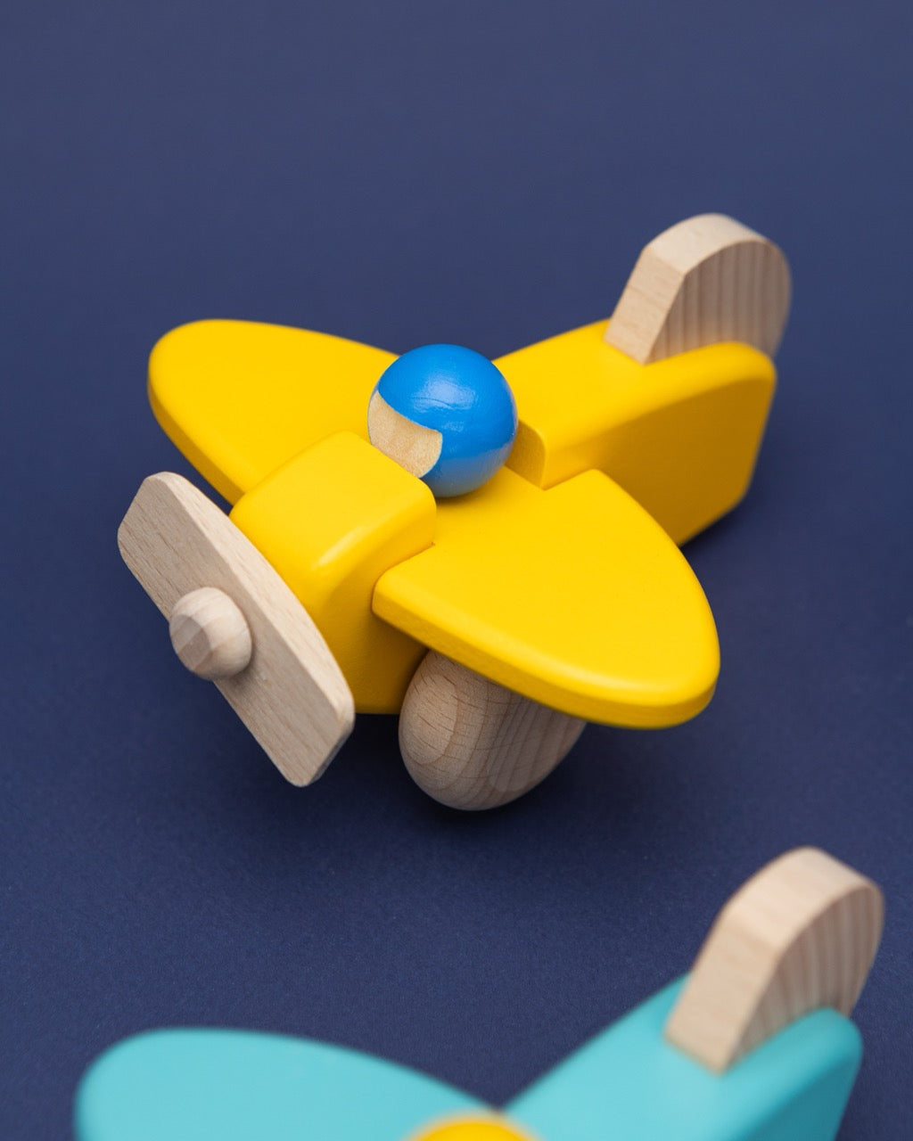 Wooden Yellow Propeller Plane with Pilot
