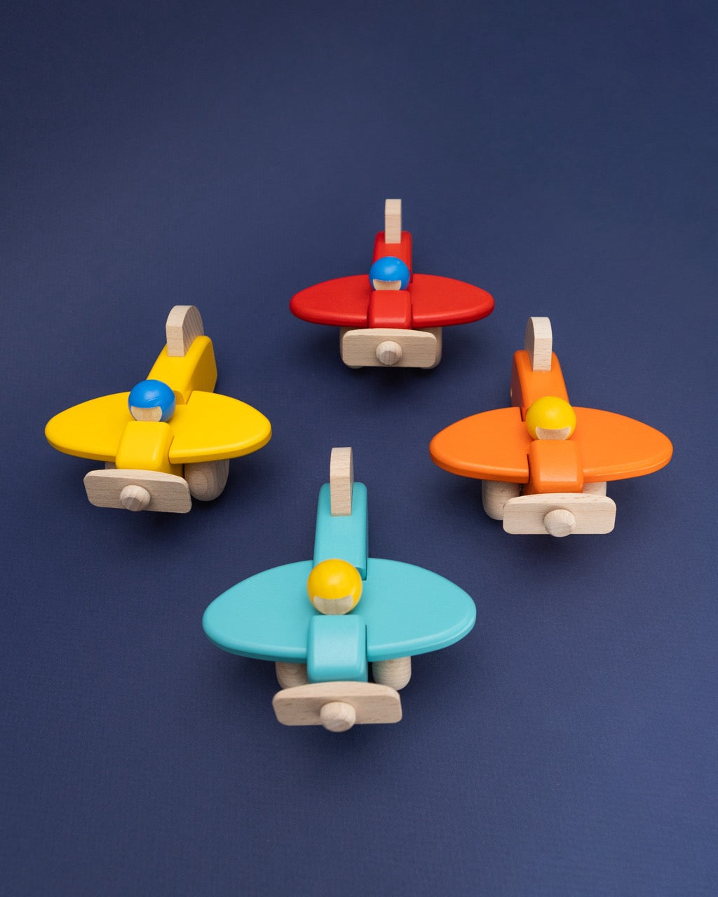 Wooden Orange Propeller Plane with Pilot