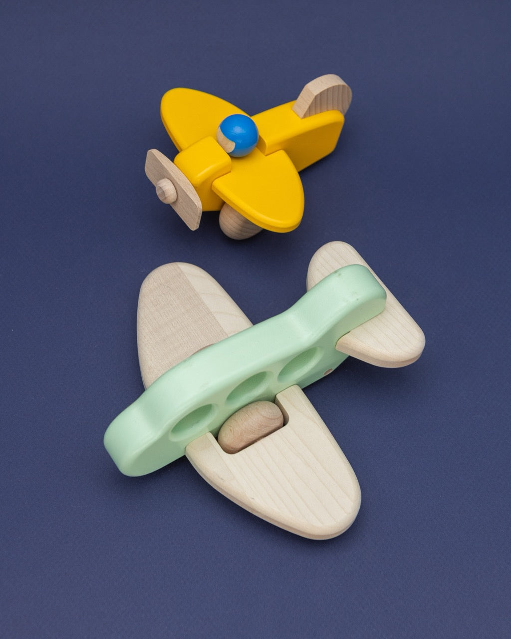 Wooden Yellow Propeller Plane with Pilot