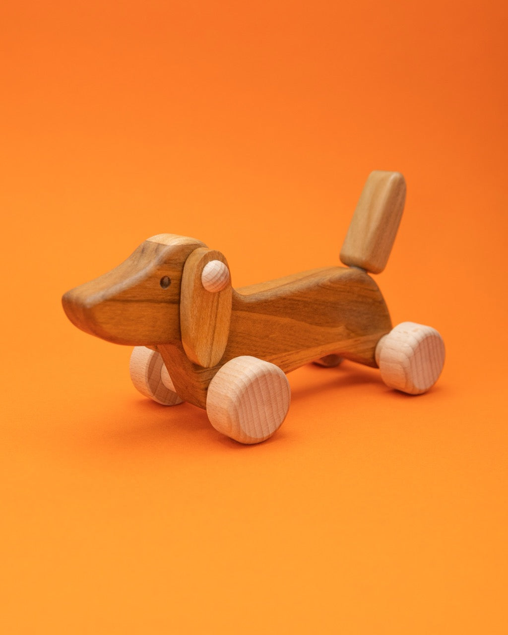 Wooden Push Dachshund Puppy