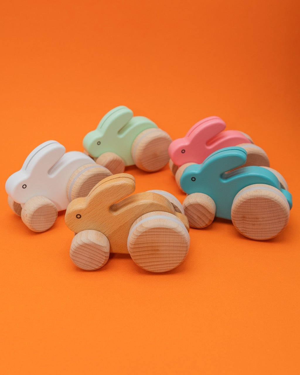 Wooden Blue Push Bunny