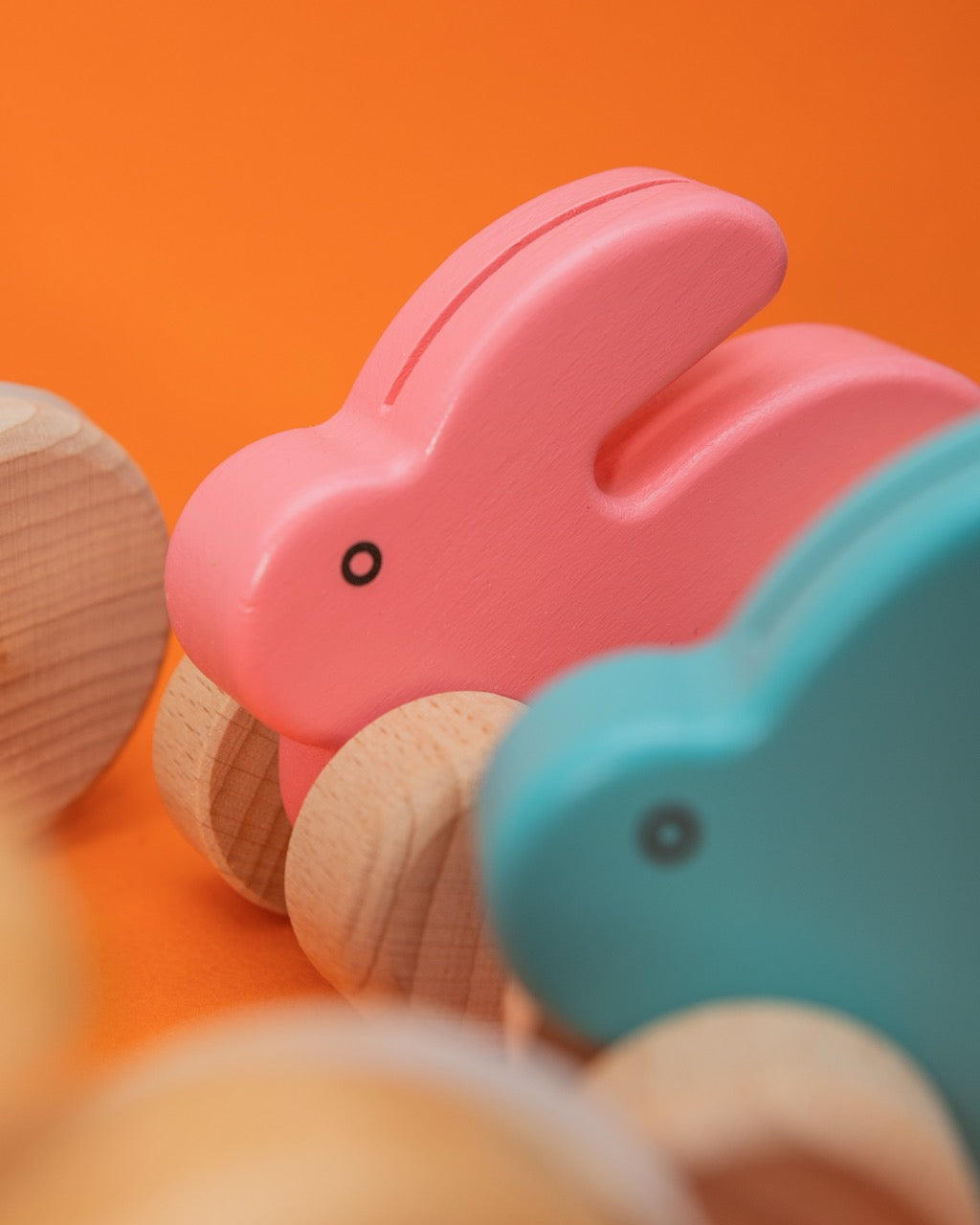 Wooden Pink Push Bunny