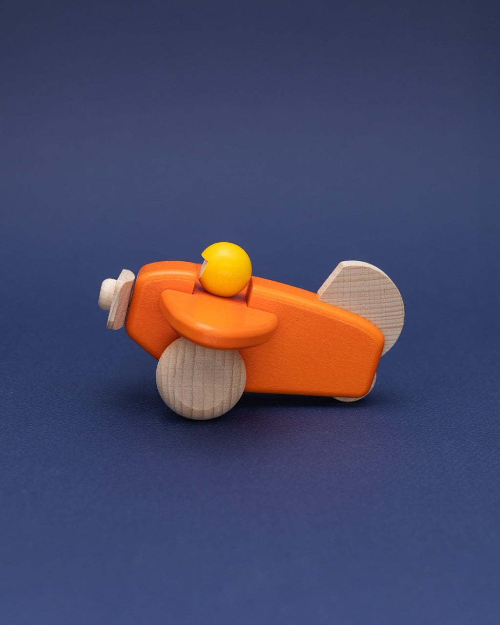 Wooden Orange Propeller Plane with Pilot